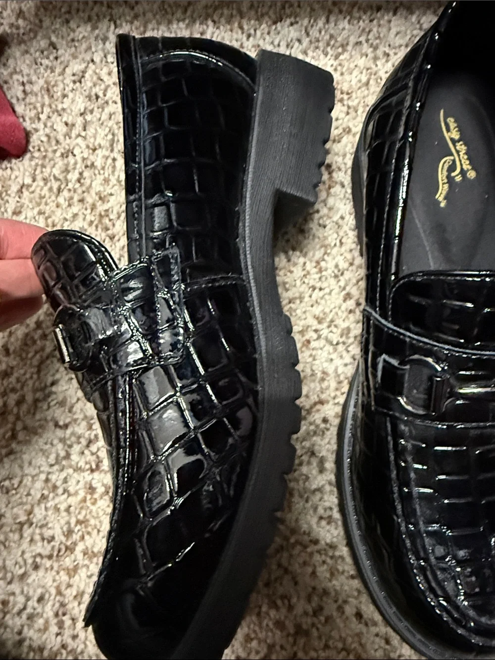 Black Croc-Embossed Women’s Loafers